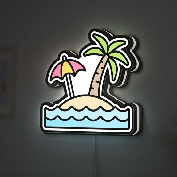 Vacation 3D Novelty Light Box, Relaxing Wall Art for Beach Houses and Sun-Loving Interiors (Height 24 inch, 60cm)