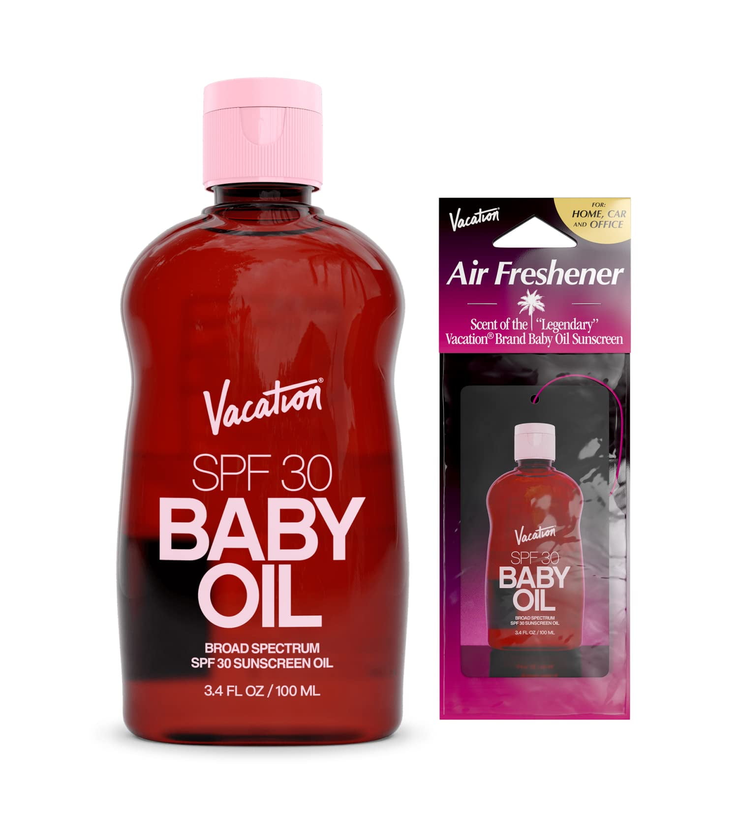 Vacation Baby Oil SPF 30 + Air Freshener Bundle, Broad Spectrum SPF 30