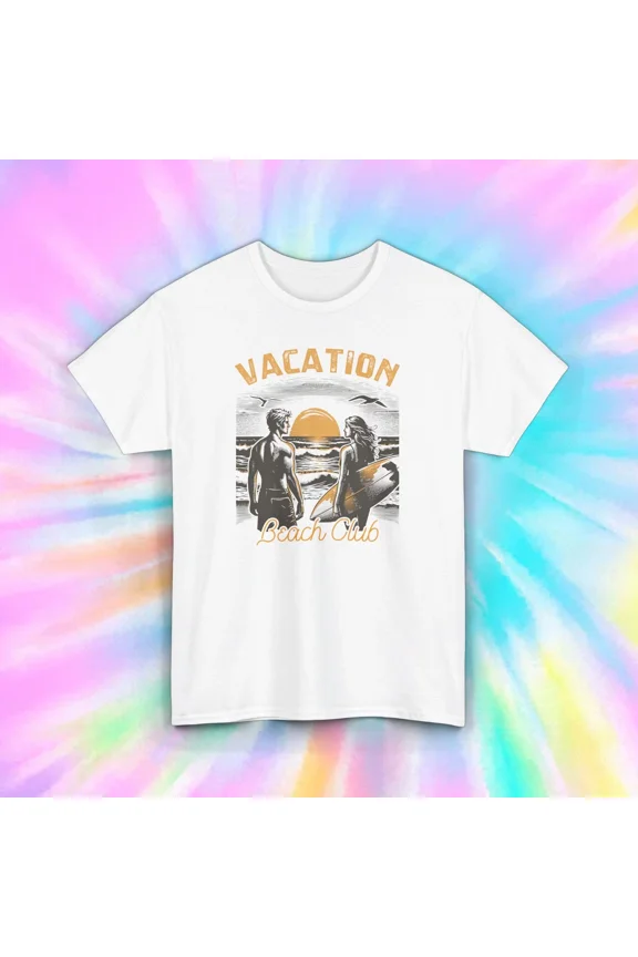 Vacation Beach Club Retro Sunset Graphic Summer Surf Unisex T-Shirt up to size 5XL
