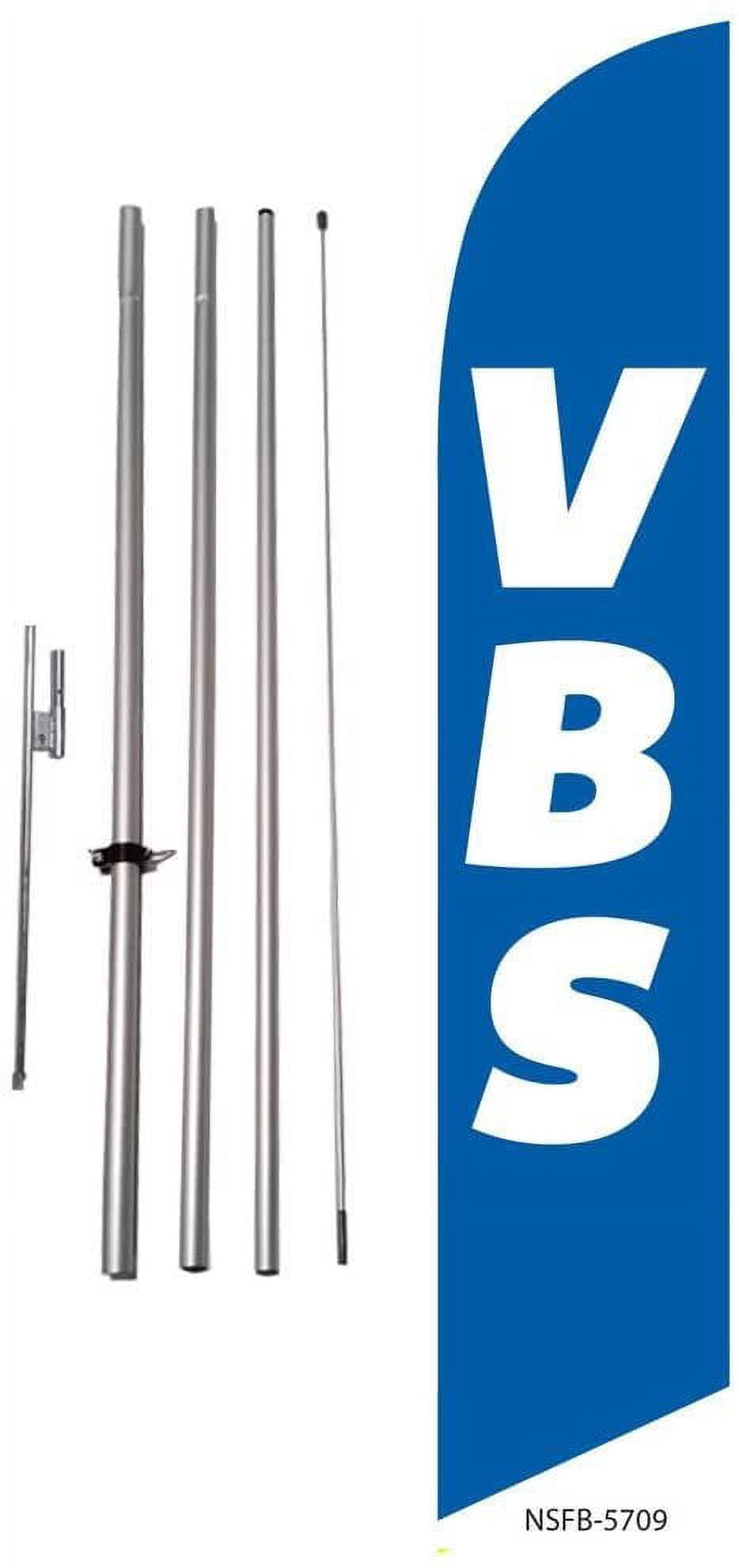 Vacation Bible School VBS Church Feather Banner Swooper Flag Kit, Includes Pole Kit and Ground Spike