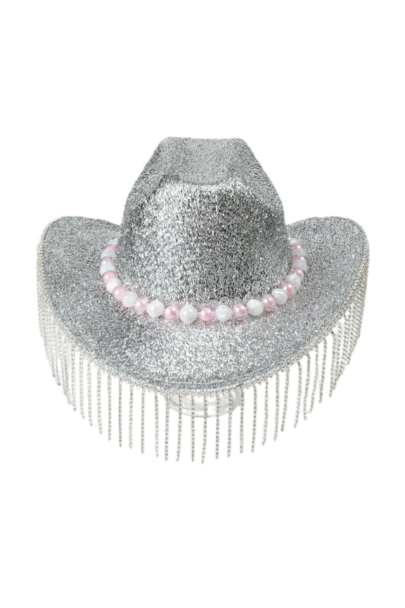 Vacation Cowboy Hats Tassels Hand Beading Crystal Gift for Girl Cowgirl Hat for Carnivals Music Festival