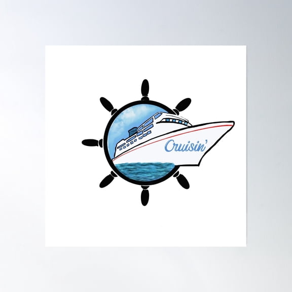 Vacation Cruise Logo Poster Wall Art, Modern Wall Decor, 16x16 UNFRAMED
