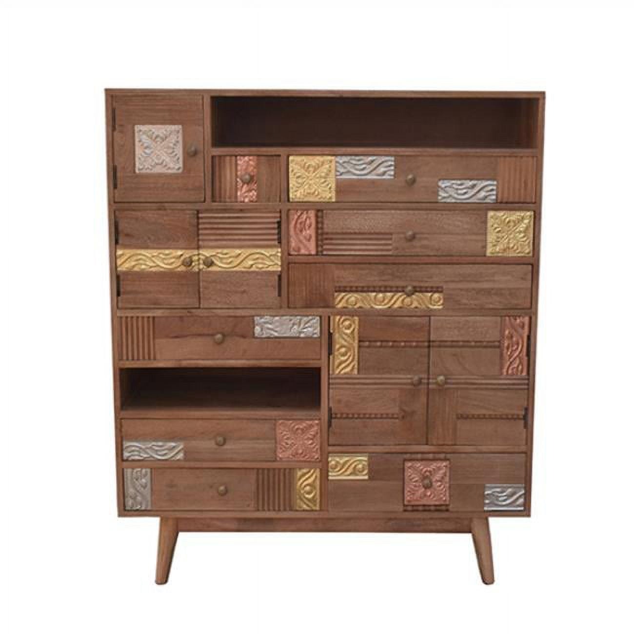 Natural Mango Wood Mid-Century 8-Drawer Chest with Soft Close
