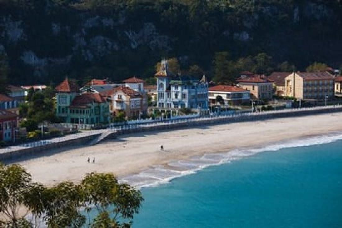 Vacation Homes By Playa de Santa Marina Ribadesella Spain Canvas Art - Walter Bibikow DanitaDelimont (19 x 12)