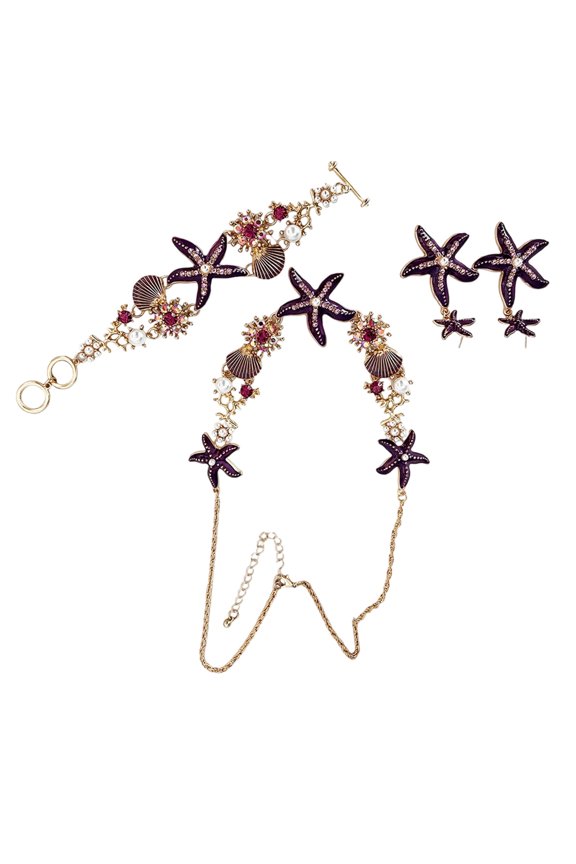 Vacation Jewelry 4Pcs Shell Necklace Set Lightweight Alloy Design For Sensitive