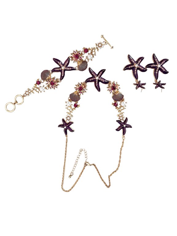 Vacation Jewelry 4Pcs Shell Necklace Set Lightweight Alloy Design For Sensitive
