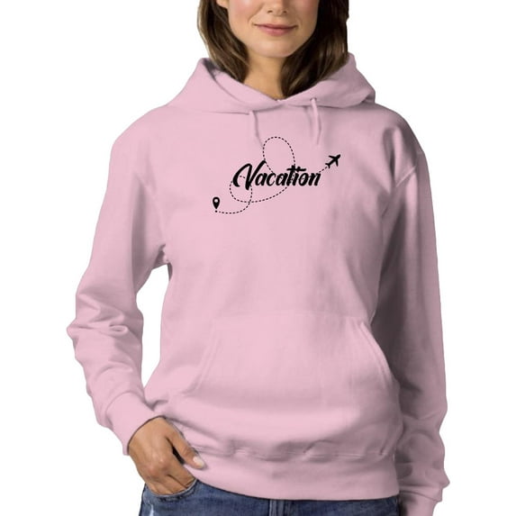 Vacation Mode Airplane Line Hoodie Women -Image by Shutterstock, Female Medium