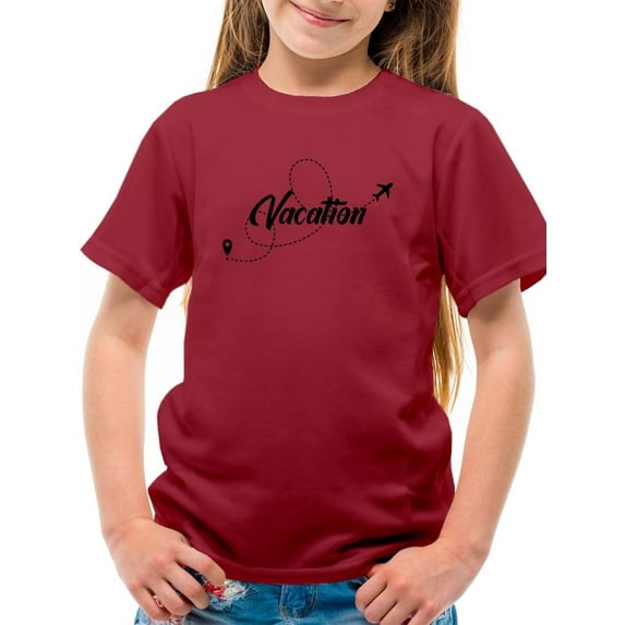 Vacation Mode Airplane Line T-Shirt Juniors -Image by Shutterstock, Large