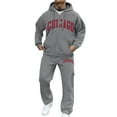 thumbnail image 1 of Vacation Outfits for Men Women Oversized Long Sleeve Casual Drawstring Fall Pullover Sweatshirt Tops Hometown Pride Throwback Design,Chicago-Light Gray S, 1 of 3