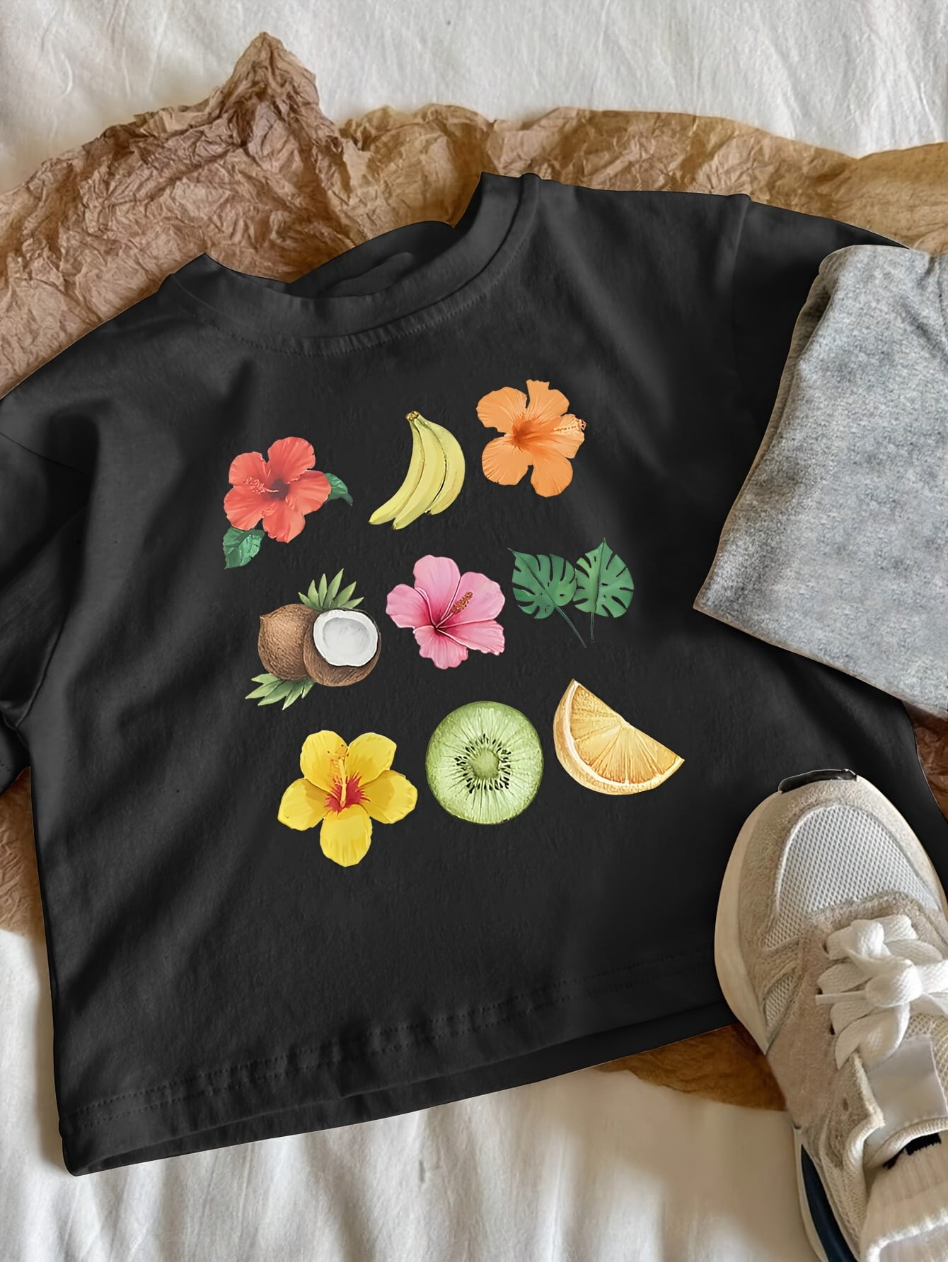 Campana Girls Serena Frilly T-Shirt - Drifting Flowers Print - Yellow main image 0