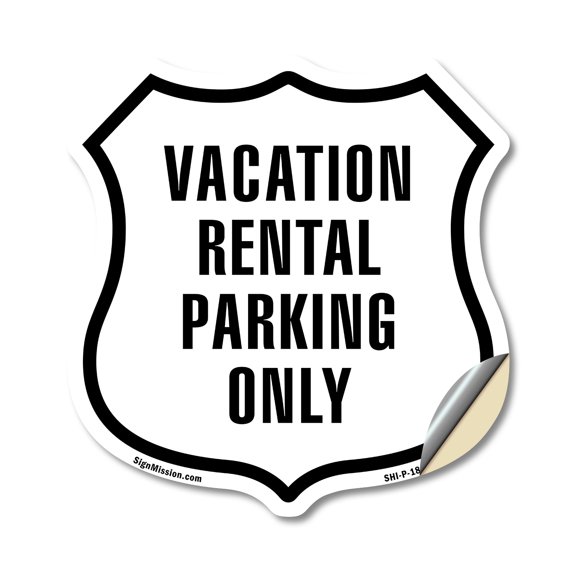Vacation Rental Parking Only (2 Pack) 6 inch X 6 inch Shield Shaped Heavy Duty 3.2 mil Vinyl Decals Weather Resistant Made in the USA