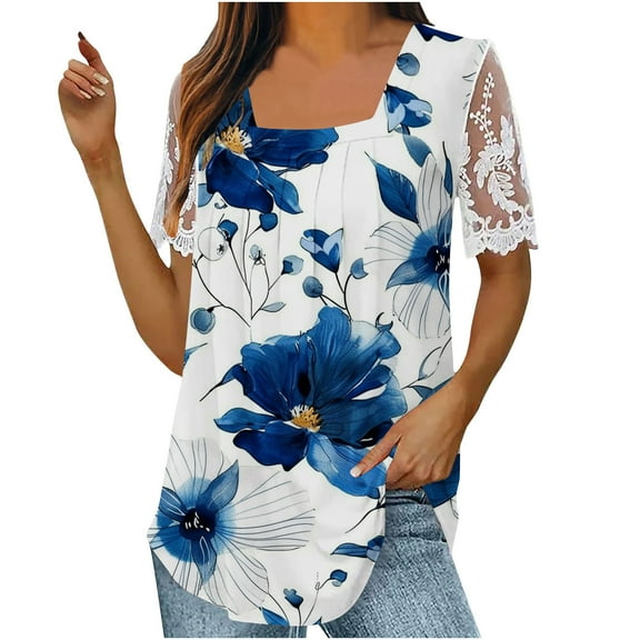 Vacation Summer Tops for Women Over 50 Womens T Shirts Loose Fit Plus Size Summer Clothes for Women Over 50
