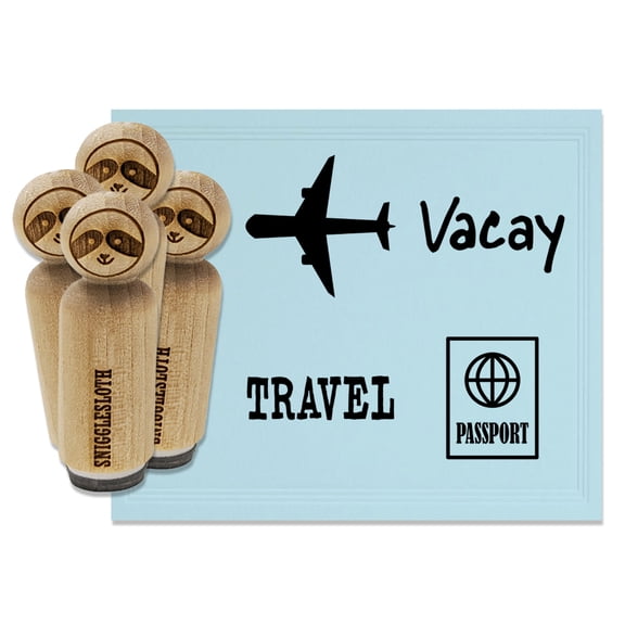 Vacation World Travel Airplane Country Vacay Rubber Stamp Set for Scrapbooking Crafting Stamping - Mini 1/2 Inch