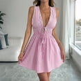 thumbnail image 1 of Vacation sleeveless striped deep V-neck summer dress, 1 of 5