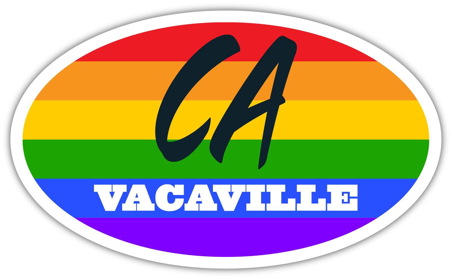 Vacaville CA California Solano County Rainbow Pride Flag 6 Stripes Pride  Flag Euro Decal Bumper Sticker 3M Vinyl 3
