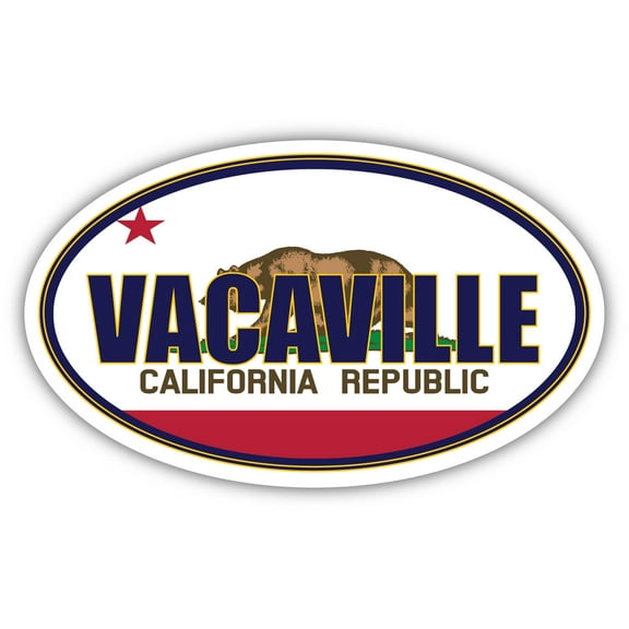 Vacaville City California State Flag | CA Flag Solano County Oval State Colors Bumper Sticker Car Decal 3x5 inches