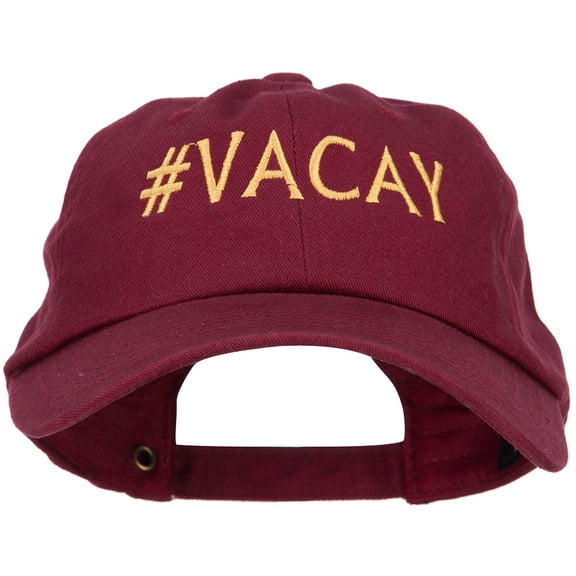 #Vacay Embroidered Unstructured Washed Cap - Wine OSFM