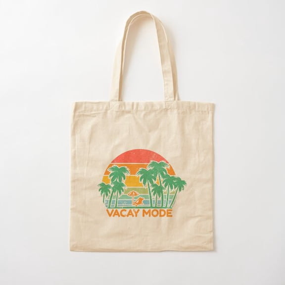 Vacay Mode Cotton Tote Bag Canvas Tote Bag, Family Gift For Mother, Her