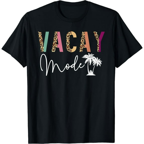 Vacay Mode Leopard Friend Summer Vacation Beach Palm Tree T-Shirt Black 4X-Large