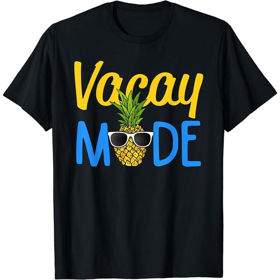 Vacay Mode Shirt Pineapple Funny Family Vacation Beach Gift T-Shirt Black X-Large