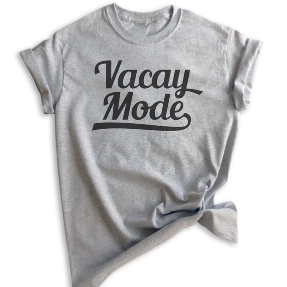 Vacay Mode Shirt, Unisex Women's Men's Shirt, Vacay Shirt, Beach Shirt, Vacation Travel Shirt, Island Shirt, Heather Gray, XX-Large