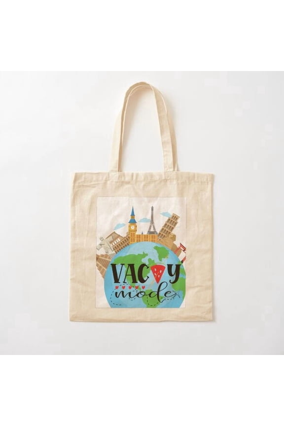 Vacay Mode Style 002 Canvas Tote Bags, Reusable Shopping Bag