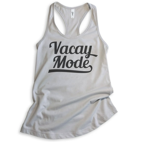 Vacay Mode Tank Top, Ladies Racerback Tank Top, Vacay Tank, Beach Tank, Vacation Travel Tank, Island Tank, Silver Gray, X-Large