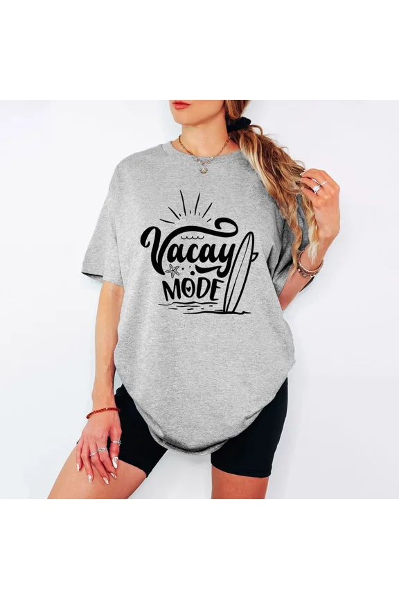 Vacay Mode Vacation Travel Womens T-Shirt Surfboard Beach , Vintage T-Shirt - All Sizes S-5Xl, Gategoo