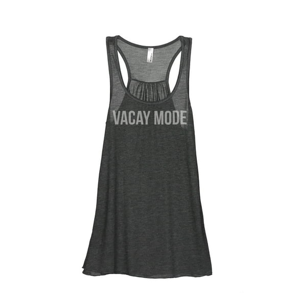Vacay Mode Women's Fashion Sleeveless Flowy Racerback Tank Top Charcoal Grey Small