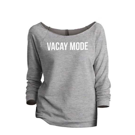 Vacay Mode Women's Fashion Slouchy 3/4 Sleeves Raglan Sweatshirt Sport Grey Small