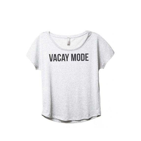 Vacay Mode Women's Fashion Slouchy Dolman T-Shirt Tee Heather White Small