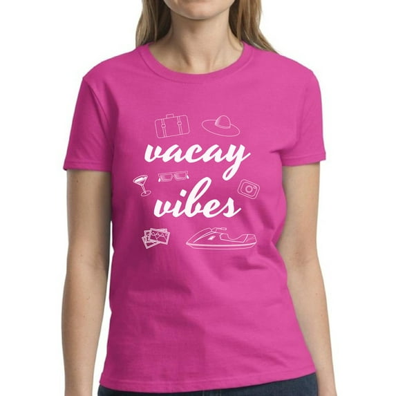Vacay Vibes Shirt for Women - S M L XL 2XL 3XL Beach Vacation Graphic Tee - T-Shirt Pool Party Tee Gift