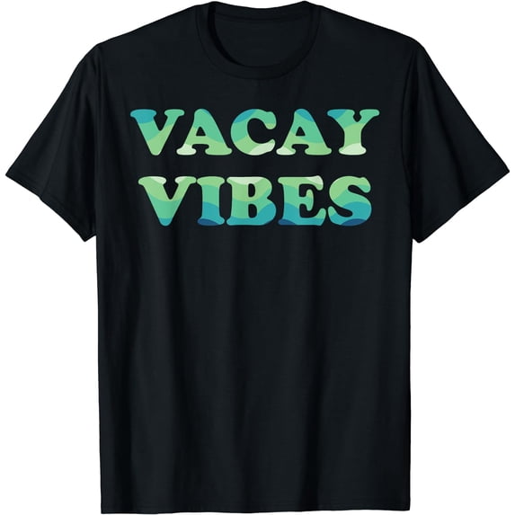 Vacay Vibes Tropical Beach Family Vacation Summer Graphic T-Shirt Black Medium