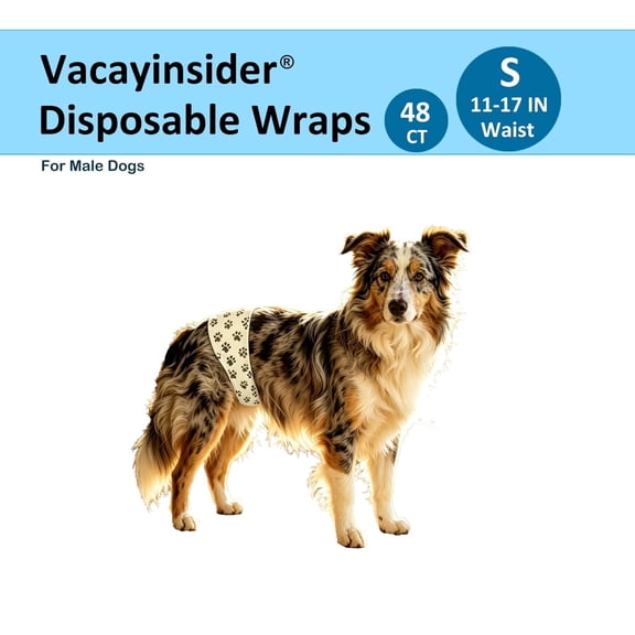 Vacayinsider Disposable Dog Wraps for Male Dogs, S, 48 Count