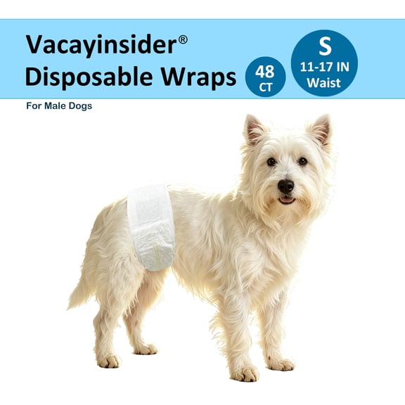 Vacayinsider Disposable Dog Wraps for Male Dogs, S, 48 Count