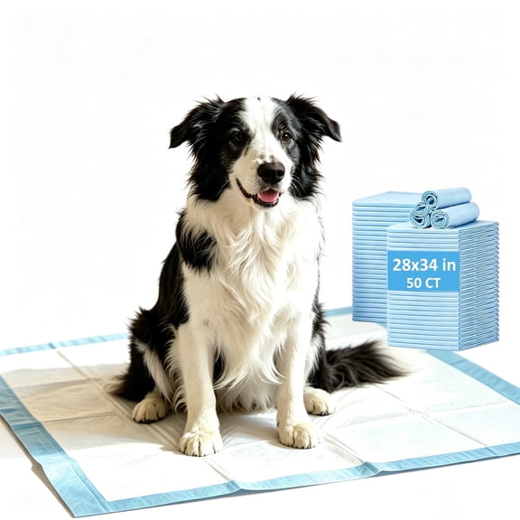 Vacayinsider Extra Large 6-Layer Absorbent Dog Training Pads, Blue, 28" x 34", 50 Count