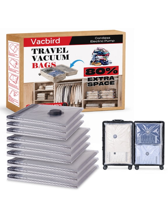 9 Pack Travel Vacuum Storage Bags - Pump Not Included, Vacuum Seal Bags for Clothing, Compression Packing for Clothes Luggage Suitcase Travel