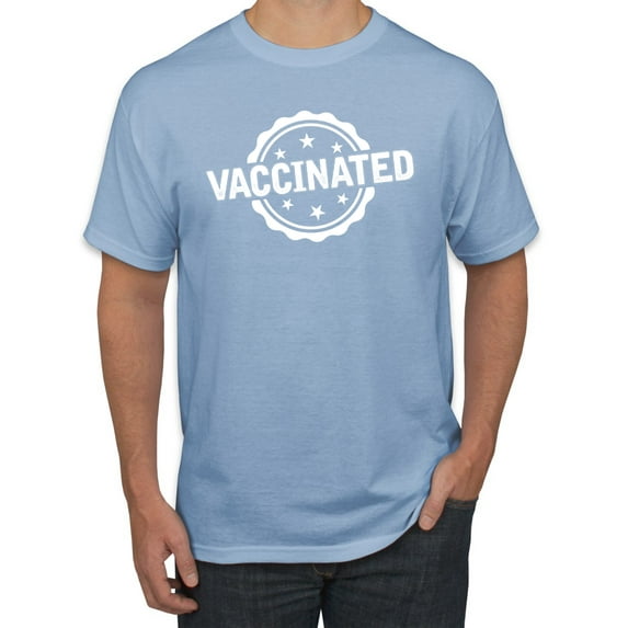 Vaccinated Labeled Stars and Circle Humor Men's Graphic T-Shirt, Light Blue, Medium