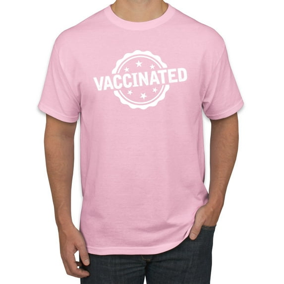 Vaccinated Labeled Stars and Circle Humor Men's Graphic T-Shirt, Light Pink, Small