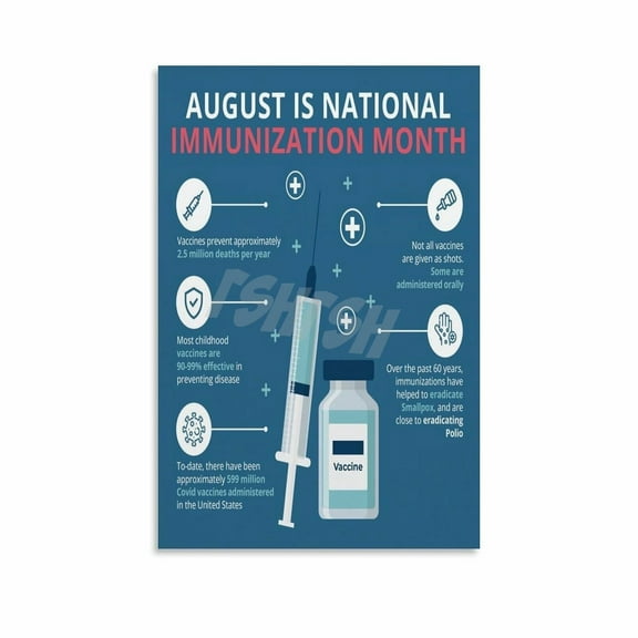 Vaccine Education Poster Immunization Month Decor Canvas for Bedroom Living Room Decor