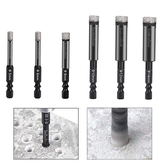 Vaccum Brazed Diamond Dry Drill Bits For Porcelain Tiles Hexagonal Shank Brazed Dry Ceramic Tile Drill Bit Glass Hole Opener 14Mm Smile Home