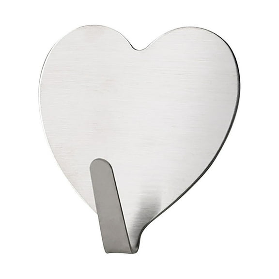 Vacemry 10Pcs Heart Shaped Hook,Adhesive Heart Shaped Wall Hook, Stainless Steel Decorative Hook for Keys Towels, Strong Hold Removable Hook, Cute Heart Hook for Bathroom Kitchen