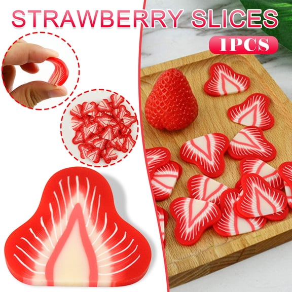 Vacemry 10Pcs Plastic Strawberry Slices,Lifelike Fake Fruit Decor for Centerpieces and Displays, Reusable Kitchen and Dining Table Decoration, Photography Prop for Parties and Holidays