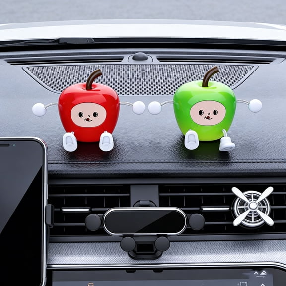 Vacemry 2Pcs Car Dashboard Decor, Bouncing Fruit Dashboard Decoration, Cute Car Interior Accessory, Shake Motion Toy for Windshield, Fun Novelty Vehicle Ornament
