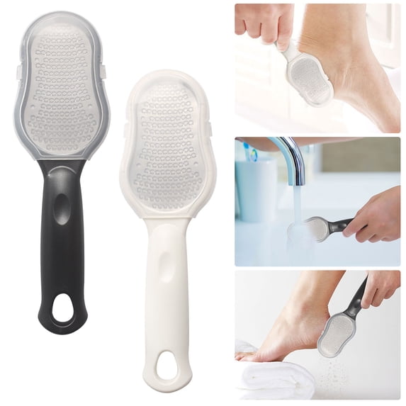 Vacemry 2Pcs Foot File, Stainless Steel Foot Grater for Dead Skin Removal, Hard Callus Remover Tool, Pedicure Rasp with Soft Grip Handle, Easy Clean Foot Care Tool