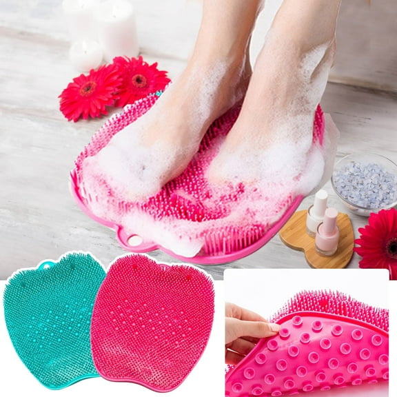 Vacemry 2Pcs Foot Scrubber Pad, Non-Slip Bath Massage Mat with Exfoliating Bristles, Cleaning and Circulation Massager for Shower Bathtub Spa Relaxation Home Use
