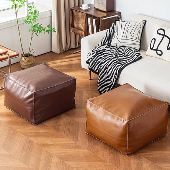 Vacemry 2Pcs Lazy Sofa Footstool, Leather Storage Ottoman For Living Room Bedroom Office, Faux Leather Stool For Sitting Changing Shoes, Storage Bench ForToysClothes Blankets, Home Decor Footrest