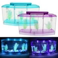 thumbnail image 1 of Vacemry 2Pcs Mini Aquarium, Tank Divider with LED Light Filter, Small Fish Tank for Betta Fry Isolation, Acrylic Plastic Aquarium Kit, Portable Desktop Fish Bowl for Home Office, 1 of 9