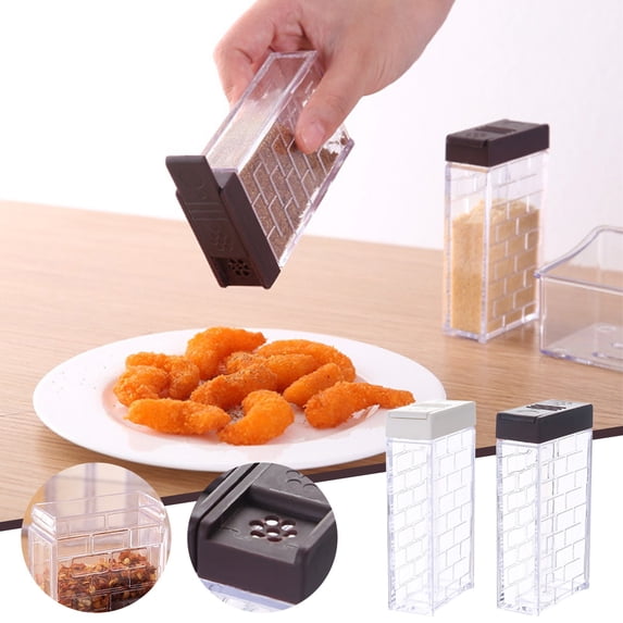 Vacemry 2Pcs Seasoning Storage Box, 6 Pcs Transparent Seasoning Box Set, Condiment Storage Container with Spice Jar Rack, Kitchen Organizer for Pepper, Salt, Herbs, Easy View, Durable PP PS Material