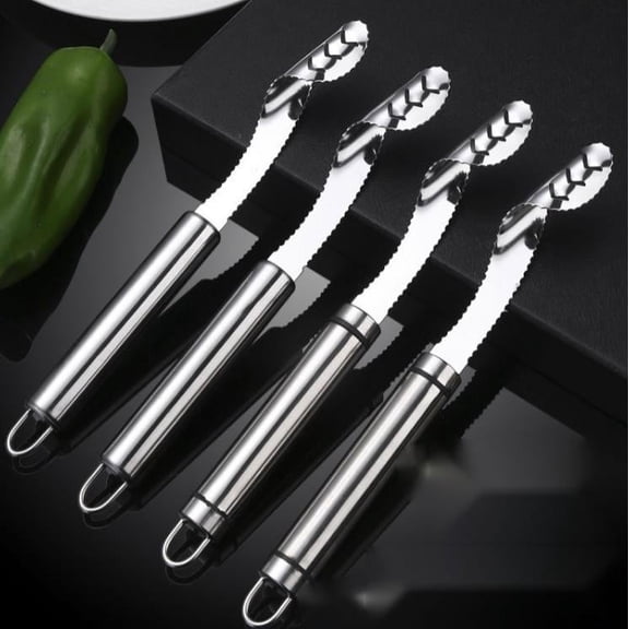 Vacemry 2Pcs Stainless Steel Seeder, Pepper and Vegetable Coring Tool, Efficient PlantsRemover for Chili and Bitter Gourd, Ergonomic Kitchen Utensil for Easy Cleaning and Food Prep